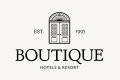 Editable hotel logo vector business corporate identity with boutique hotels and resort message